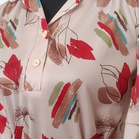 Vintage 1970s Abstract Nature Pattern Top - Picture 3 of 7